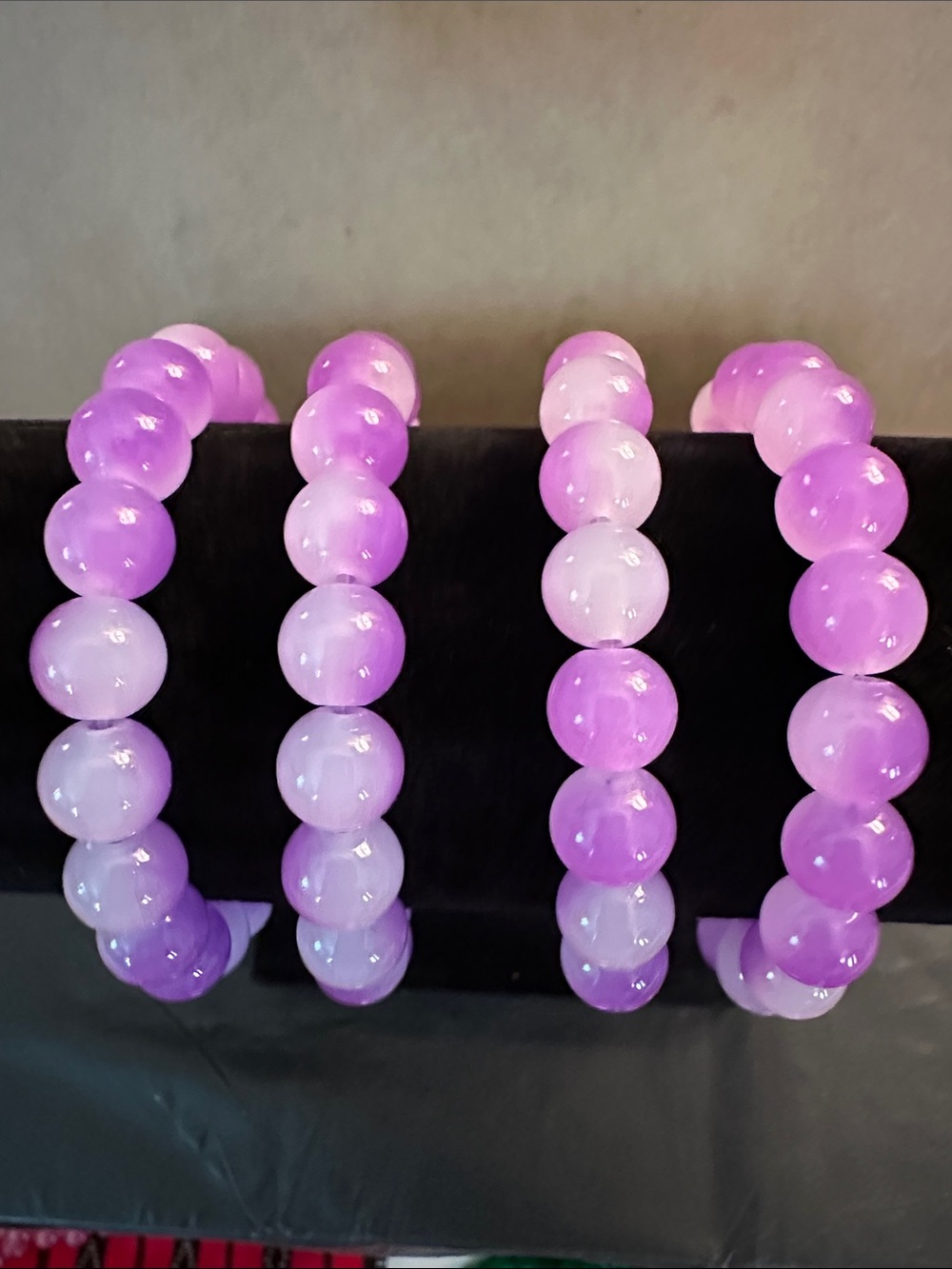 4 Elegant Lavender Glass Beaded Stretch Bracelets - Women Jewelry - NWOT
